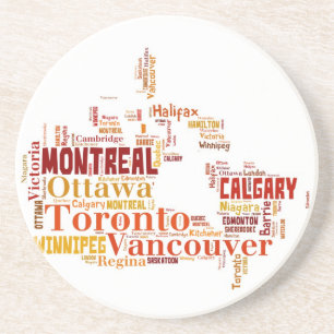 Canada Cities Word Art Coaster