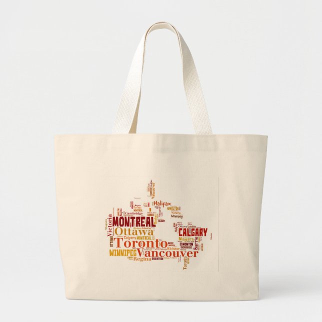 Canada Cities Word Art Large Tote Bag (Front)