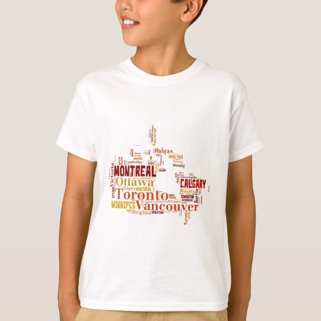 Canada Cities Word Art T-Shirt (Front)