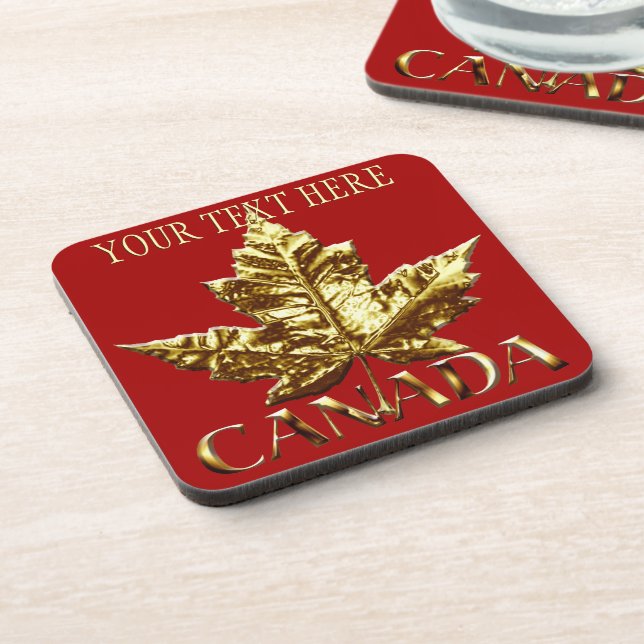 Canada Coasters Personalised Gold Canada Coaster (Left Side)