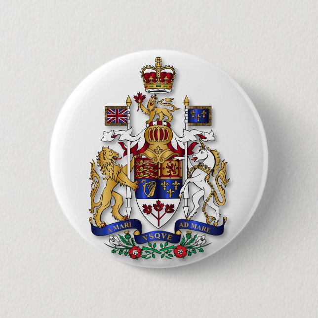 Canada coat of arms 6 cm round badge (Front)