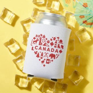 Canada Collage Heart Can Cooler