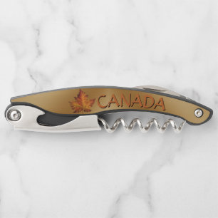 Canada Corkscrew Custom Maple Leaf Bottle Opener