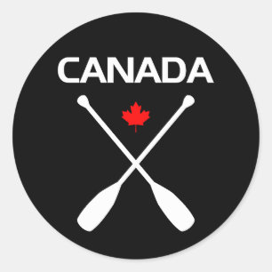 Canada Crossed Paddle Oars Maple Leaf Dark Color Classic Round Sticker
