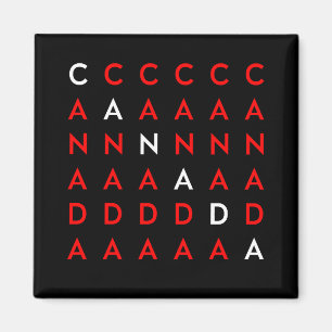 Canada Crossword Puzzle Grid Dark Color Magnet