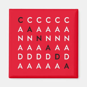 Canada Crossword Puzzle Grid Red Color Magnet