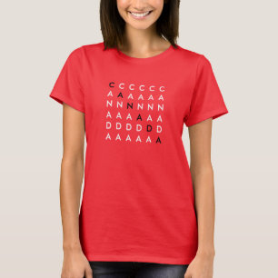 Canada Crossword Puzzle Grid Red Colour T-Shirt