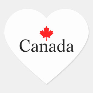 Canada custom text with red maple leaf heart sticker