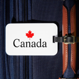 Canada custom text with red maple leaf luggage tag