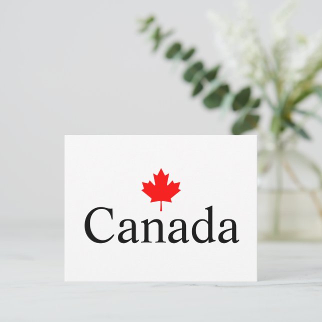 Canada custom text with red maple leaf  postcard (Standing Front)