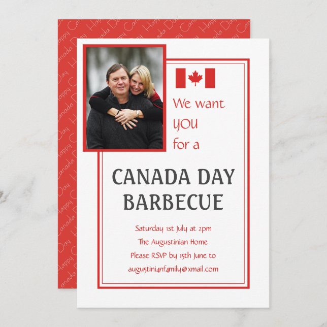 CANADA DAY BBQ BARBECUE Customisable PHOTO Invitation (Front/Back)