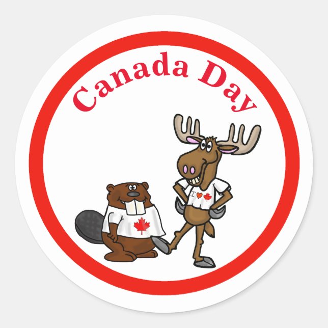 Canada Day Beaver & Moose Stickers (Front)