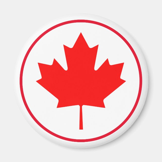 Canada Day Bright Canadian Maple Leaf Red White Magnet (Front)