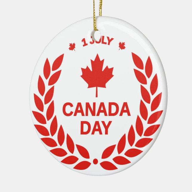 Canada Day Button Ceramic Tree Decoration (Left)