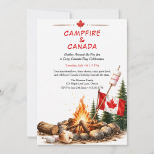 Canada Day Campfire Party Cosy Bonfire BBQ Invitat Invitation