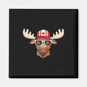 Canada Day Canadian Flag Maple Leaf Moose Sungles  Magnet