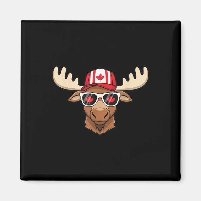Canada Day Canadian Flag Maple Leaf Moose Sungles  Magnet (Front)