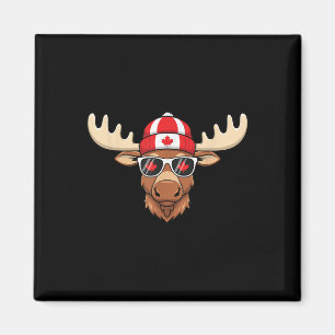 Canada Day Canadian Flag Maple Leaf Moose Sungles  Magnet