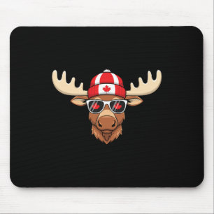 Canada Day Canadian Flag Maple Leaf Moose Sungles Mouse Pad