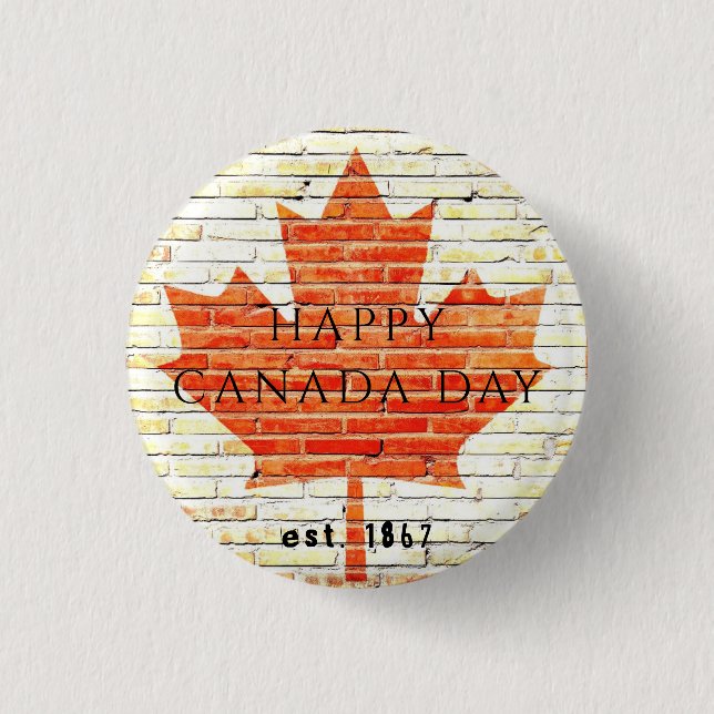 CANADA DAY EST. 1867 3 CM ROUND BADGE (Front)