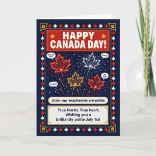 Canada Day Fireworks Polite Canadian Humour Maple Card
