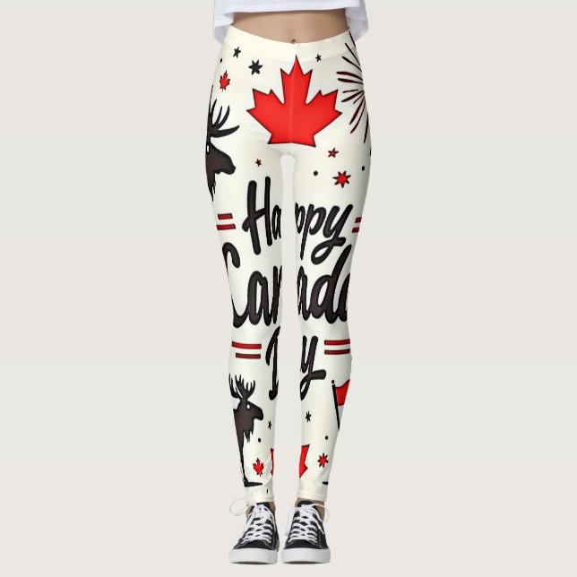 Canada Day Fun Vibes Leggings (Front)