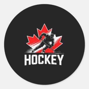 Canada day hockey patriotic maple leaf canadian classic round sticker