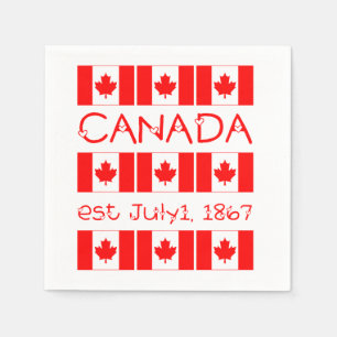 Canada Day July 1, 1867 Maple Leaf Canadian Flag Napkin