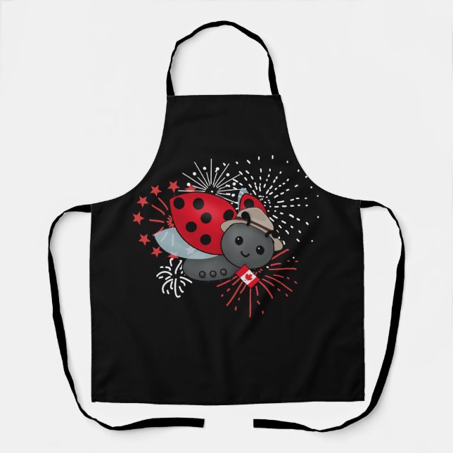 Canada Day Ladybug T-Shirt Apron (Front)
