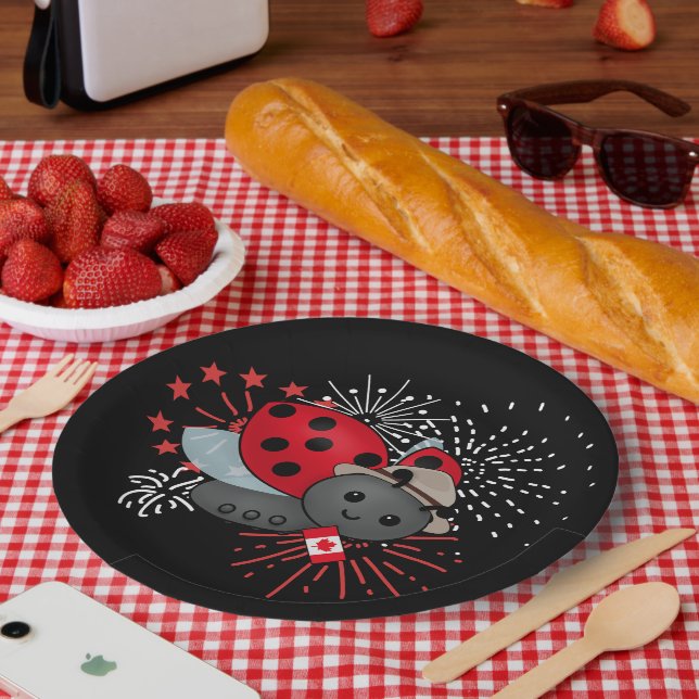 Canada Day Ladybug T-Shirt Paper Plate (Picnic)