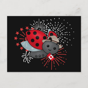 Canada Day Ladybug T-Shirt Postcard
