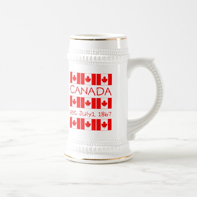 Canada Day Maple Leaf Canadian Flag Pattern Beer Stein (Right)
