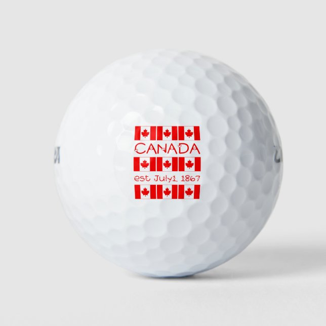 Canada Day Maple Leaf Canadian Flag Pattern Golf Balls (Front)