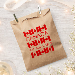 Canada Day Maple Leaf Canadian Flag Typography Favour Bags