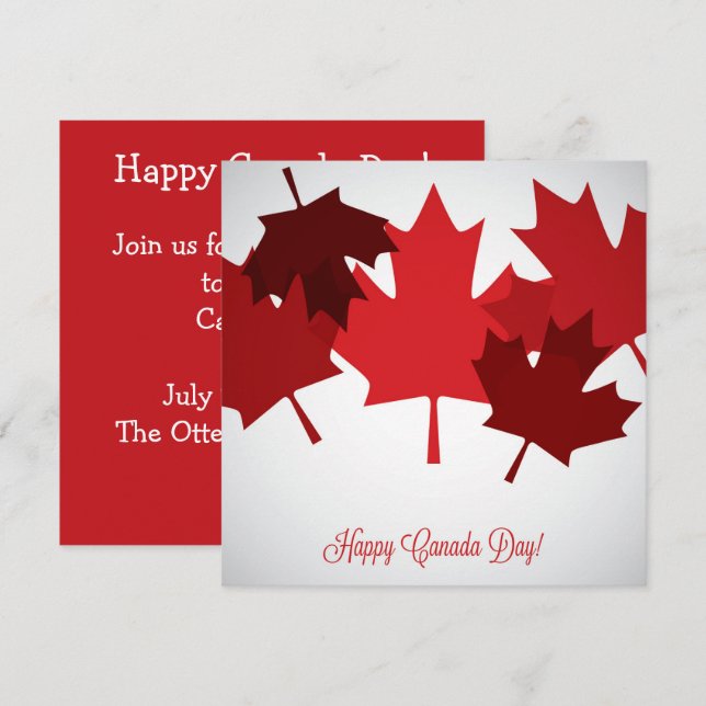 Canada Day Maple Leaf Invitation (Front/Back)