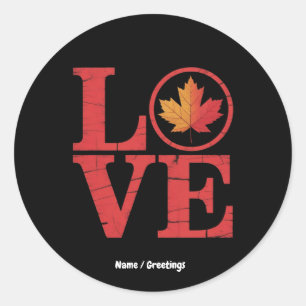 Canada Day Maple Leaf Love Flag Vintage Cool Pride Classic Round Sticker