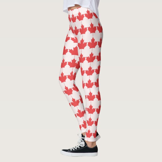 Canada Day Maple Leaf Red Leggings (Left)
