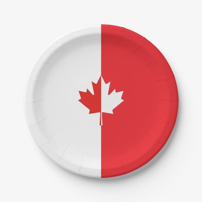 Canada Day Maple Leaf Red & White Paper Plate (Front)