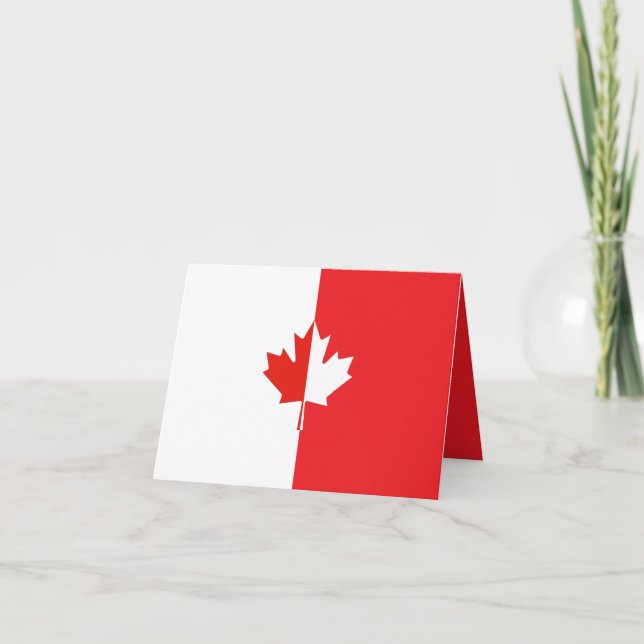 Canada Day Maple Leaf Red & White  Thank You Card (Front)
