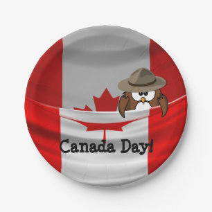 Canada Day owl Paper Plate