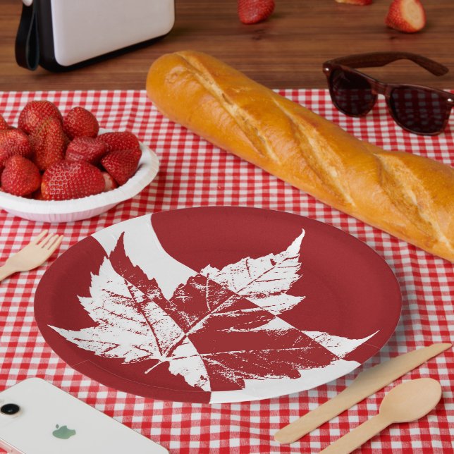 Canada Day Plates Canada Maple Leaf Paper Plates (Picnic)