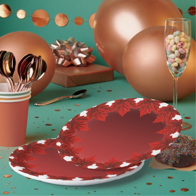 Canada Day Plates Canada Maple Leaf Paper Plates (Multi)