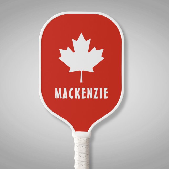 Canada Day Red White Canadian Flag Maple Leaf Name Pickleball Paddle (Creator Uploaded)