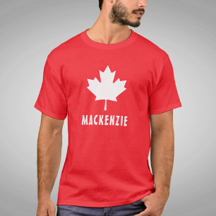 Canada Day Red White Canadian Flag Maple Leaf Name T-Shirt