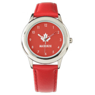 Canada Day Red White Canadian Flag Maple Leaf Name Watch
