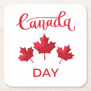 Canada Day Square Paper Coaster