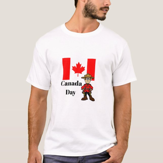 Canada Day T-Shirt With Mountie and Flag           (Front)