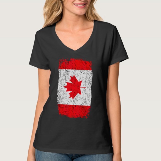 Canada Distressed Maple Leaf Canadian Flag Citizen T-Shirt (Front)