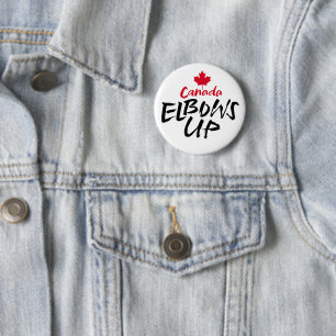 CANADA Elbows Up red maple is not for sale to US   6 Cm Round Badge