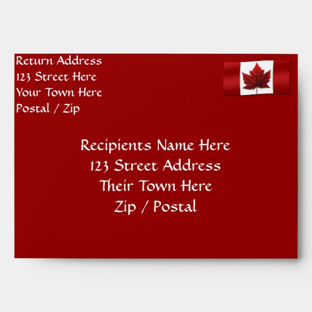 Canada Envelopes Personalised Canada Flag Envelope (Front)